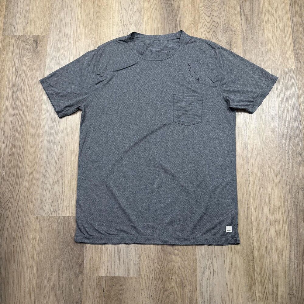 Vuori Shirt Mens Large Gray Short Sleeve Pocket Athletic Performance Tee